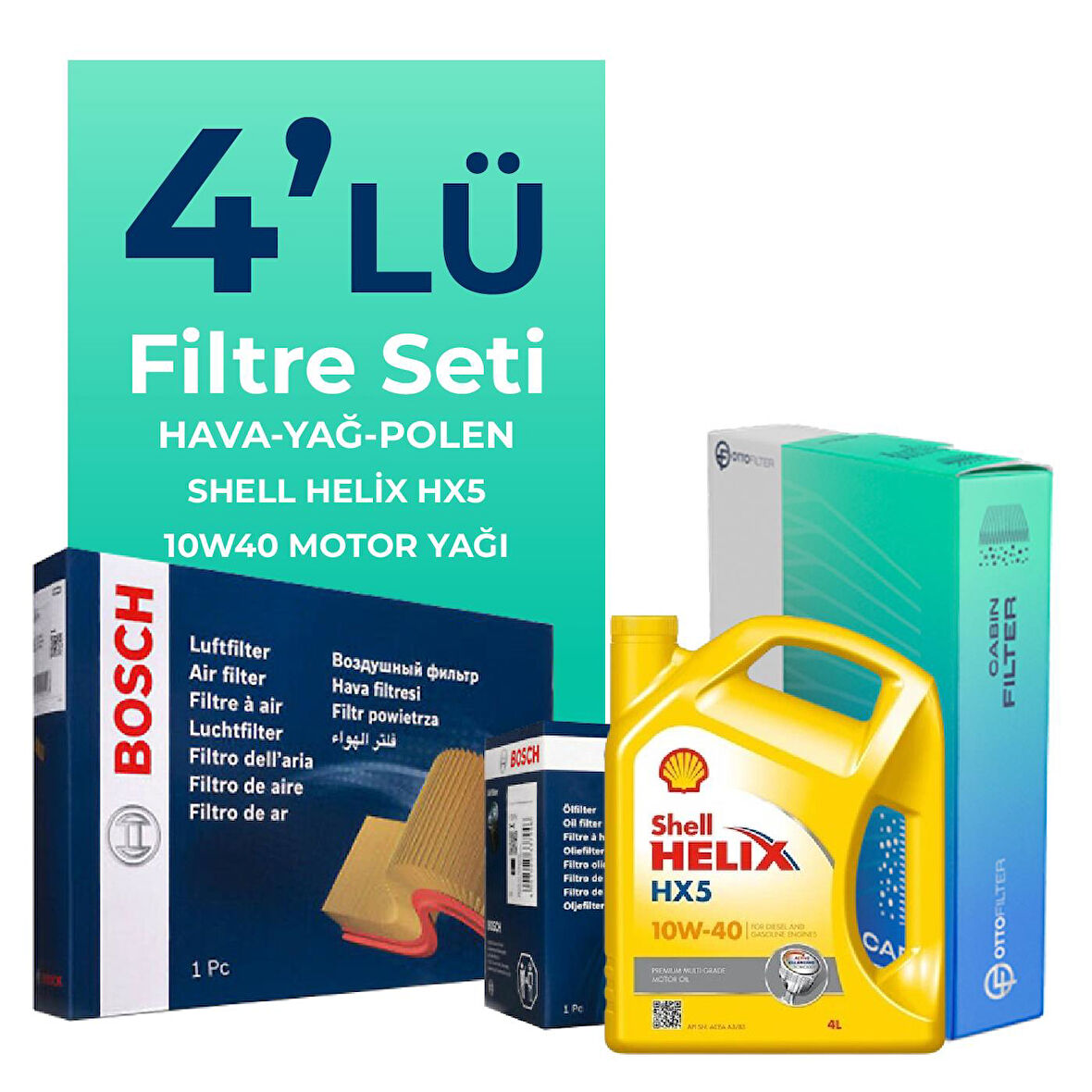 BOSCH Fiat Albea 1.4 Benzinli Filtre Bakım Seti Shell Motor Yağlı (2006-2012) 4 Lü