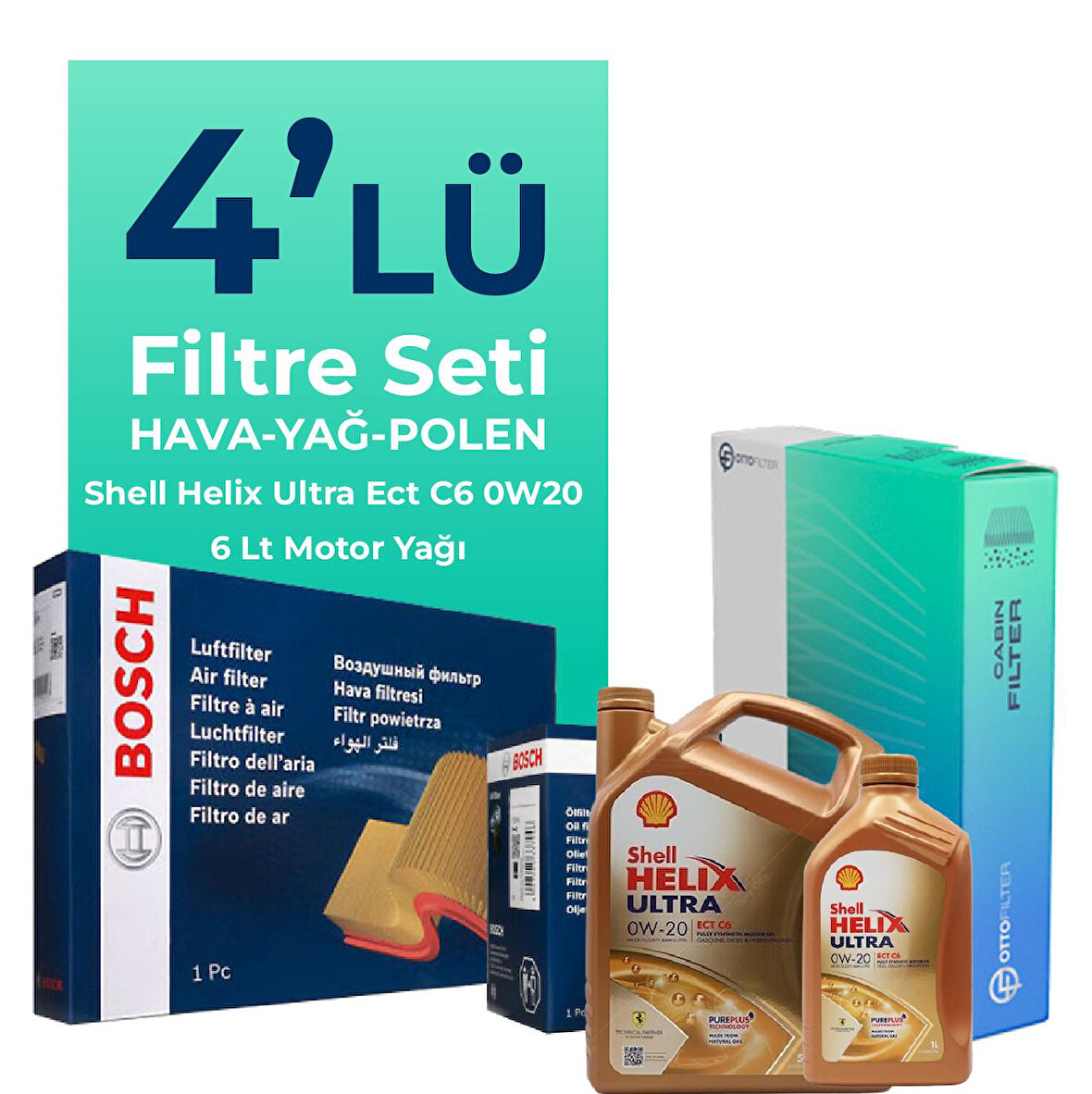 BOSCH Volvo XC60 2.0 Dizel B4 Filtre Bakım Seti Shell Motor Yağlı (2019-2024) 4 Lü
