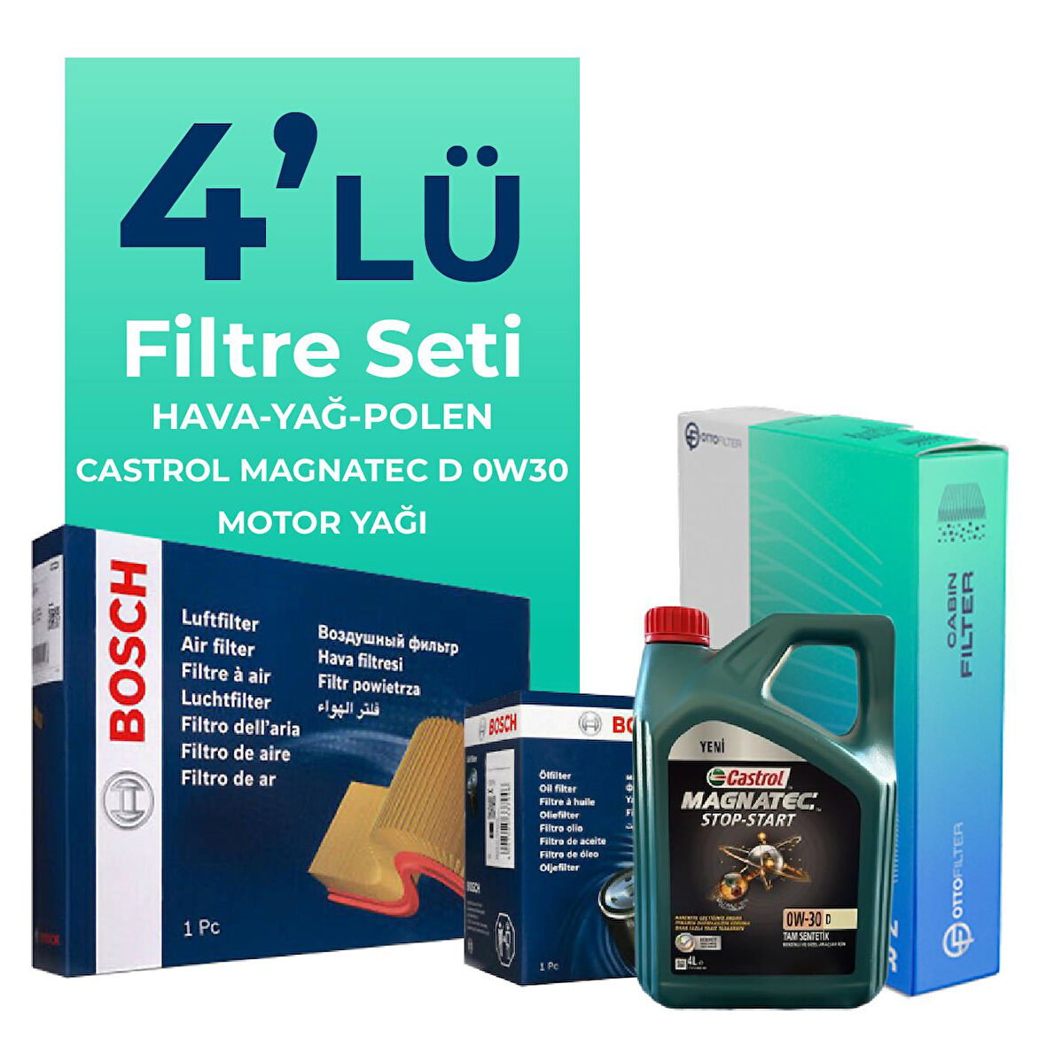 BOSCH Peugeot Boxer 2.0 Dizel BlueHDi Filtre Bakım Seti Castrol Motor Yağlı (2015-2020) 4 Lü