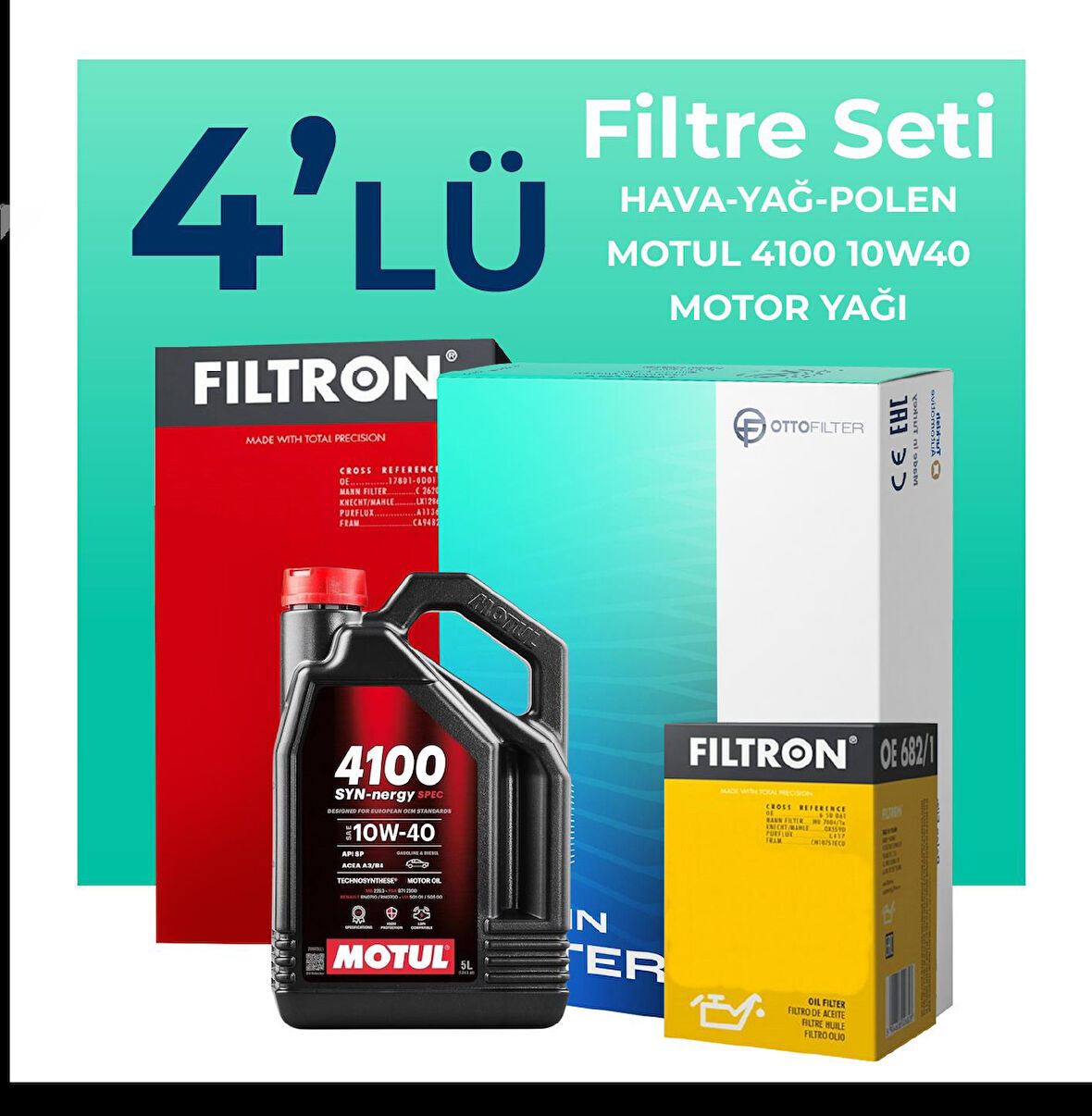 Filtron Fiat Albea 1.4 Benzinli Filtre Bakım Seti Motul Motor Yağlı (2006-2012) 4 Lü