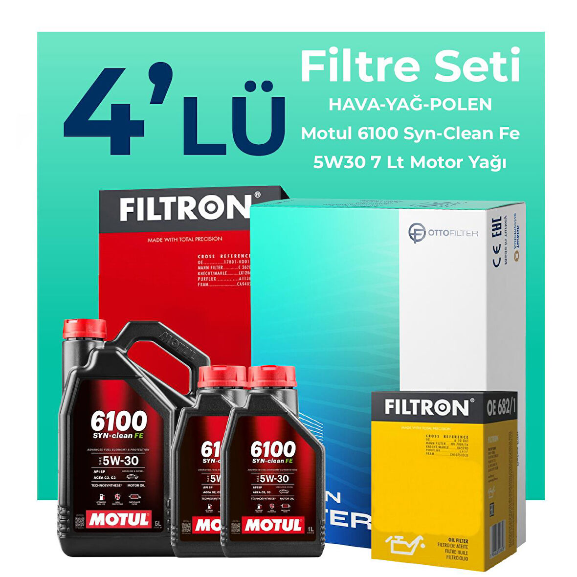 Filtron Ford Ranger 2.5 Dizel Filtre Bakım Seti Motul Motor Yağlı (2006-2012) 4 Lü