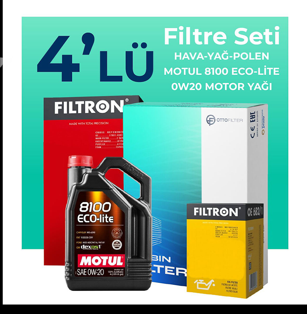 Filtron Hyundai i20 1.4 Benzin Filtre Bakım Seti Motul Motor Yağlı (2020-2024) 4 Lü