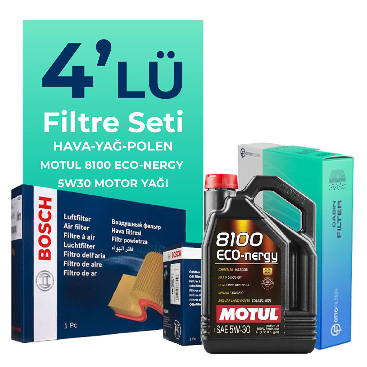 BOSCH Kia Picanto 1.0 Benzin Filtre Bakım Seti Motul Motor Yağlı (2011-2015) 4 Lü