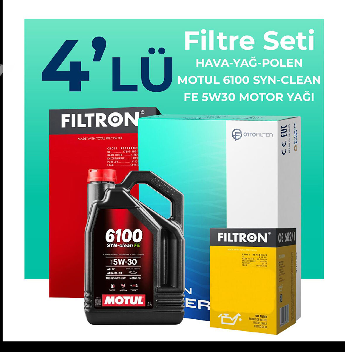 Filtron Kia Rio 1.5 Dizel Filtre Bakım Seti Motul Motor Yağlı (2007-2011) 4 Lü