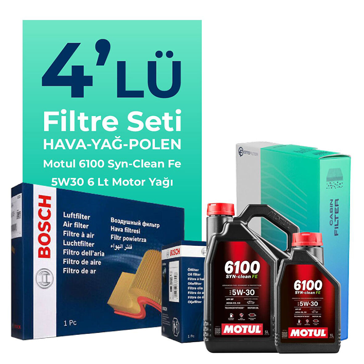 BOSCH Nissan Qashqai 1.5 Dizel Filtre Bakım Seti Motul Motor Yağlı (2018-2021) 4 Lü