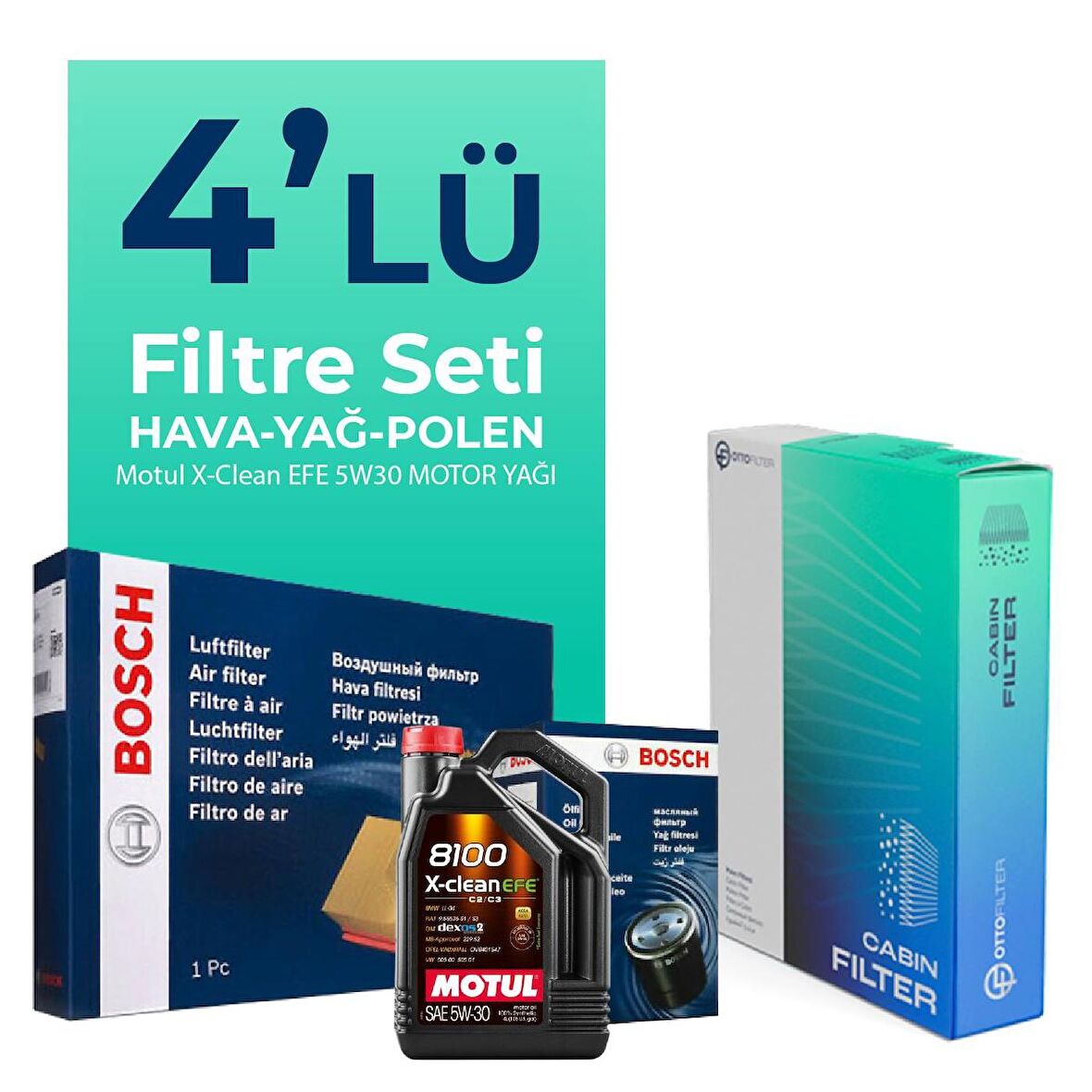 BOSCH Suzuki Swift 1.2 Filtre Bakım Seti Motul Motor Yağlı (2011-2017) 4 Lü