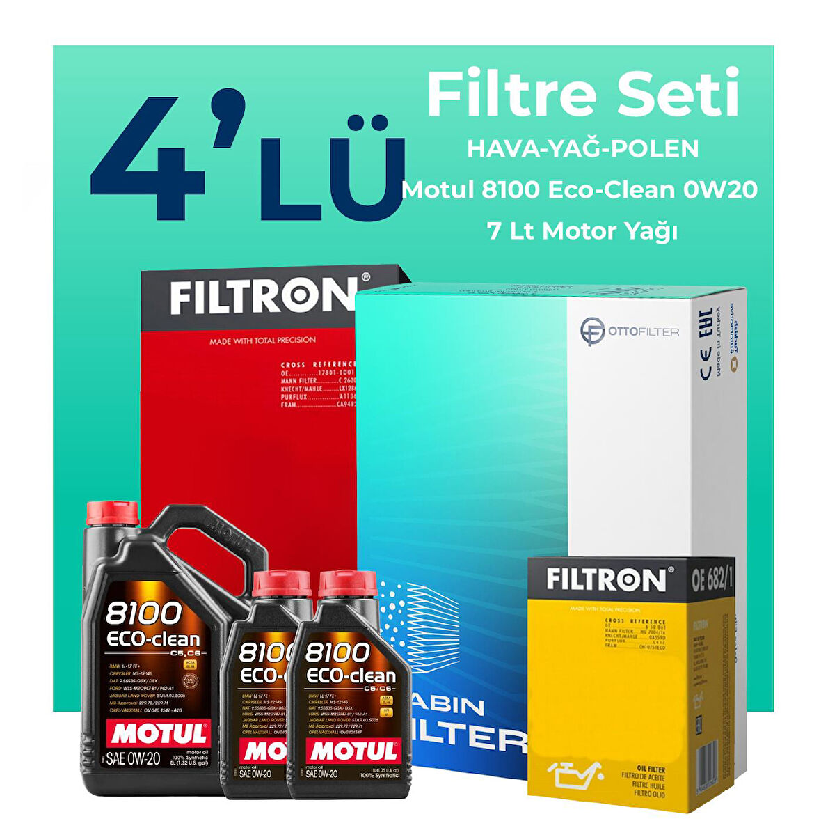 Filtron Range Rover Sport 2.0 Benzinli Filtre Bakım Seti Motul Motor Yağlı (2017-2023) 4 Lü