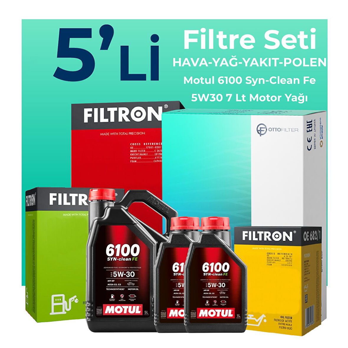 Filtron Isuzu D-Max 1.9 Filtre Bakım Seti Motul Motor Yağlı (2017-2023) 5 Li
