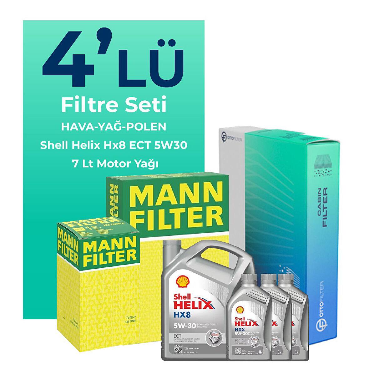 MANN Mercedes E200 Dizel Filtre Bakım Seti Shell Motor Yağlı (2018-2022) 4 Lü