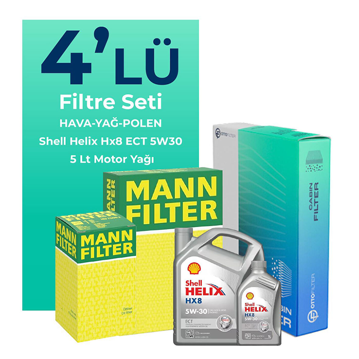 MANN Renault Clio 1.4 Benzin Filtre Bakım Seti Shell Motor Yağlı (2005-2012) 4 Lü