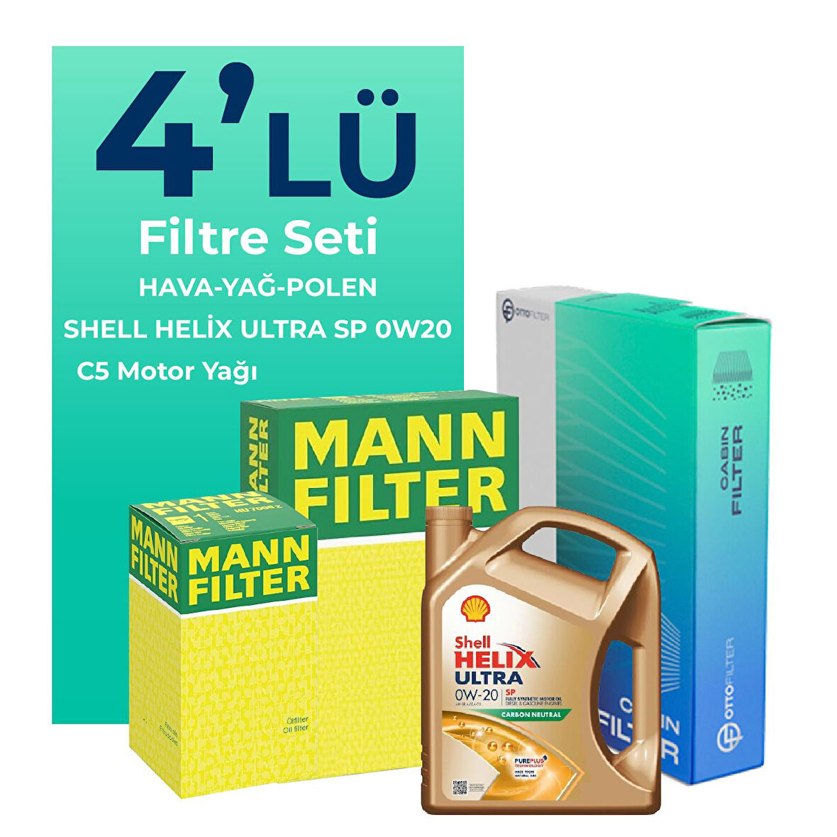 MANN Suzuki Swift 1.5 Filtre Bakım Seti Shell Motor Yağlı (2005-2010) 4 Lü