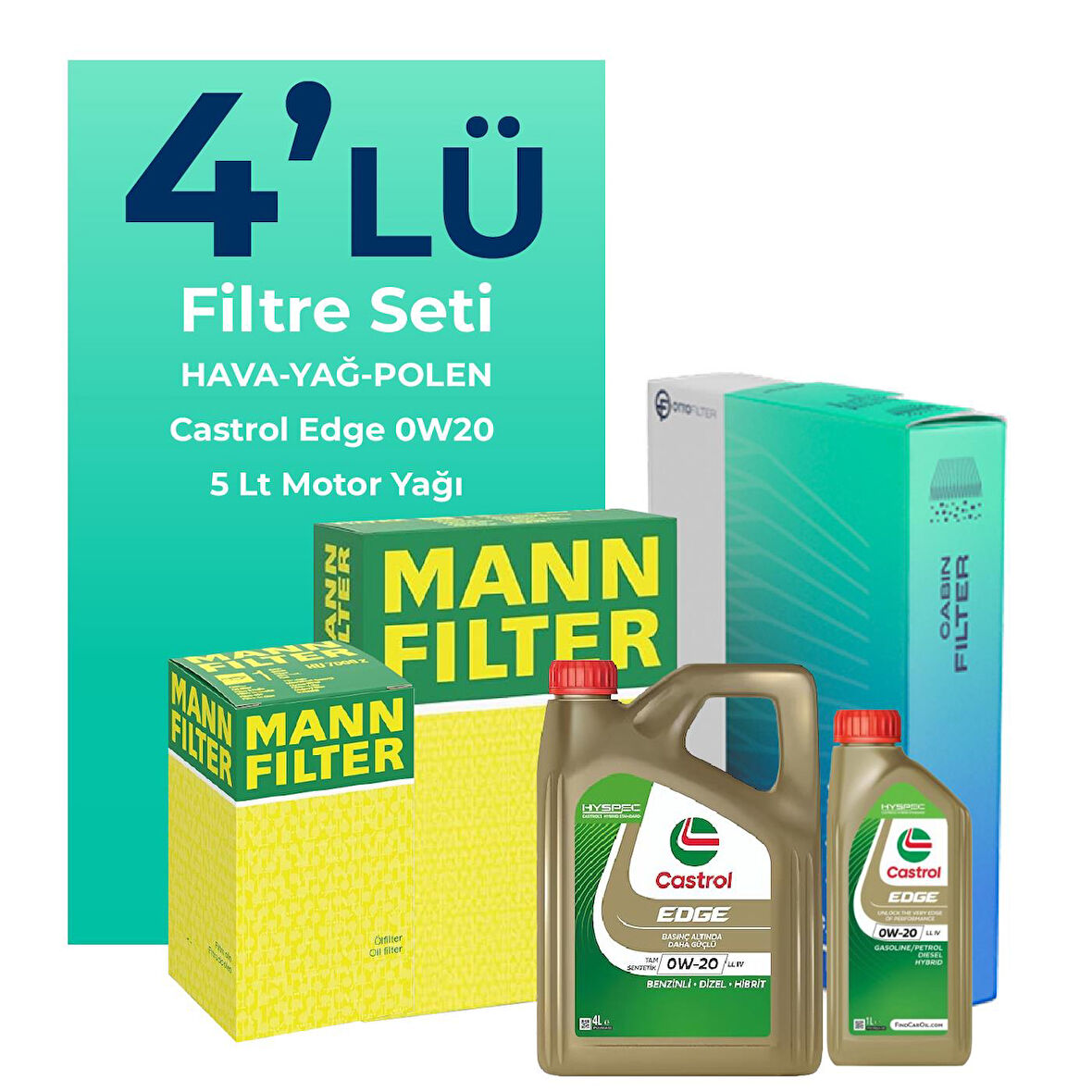 MANN Volkswagen Tiguan 1.5 TSi Filtre Bakım Seti Castrol Motor Yağlı (2018-2024) 4 Lü