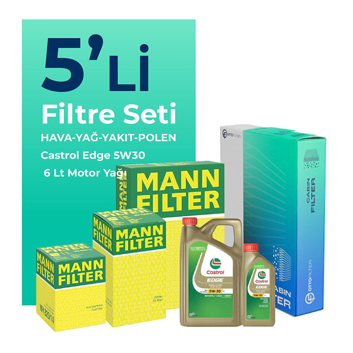 MANN BMW 5.20 Dizel Filtre Bakım Seti Castrol Motor Yağlı (2007-2010) 5 Li