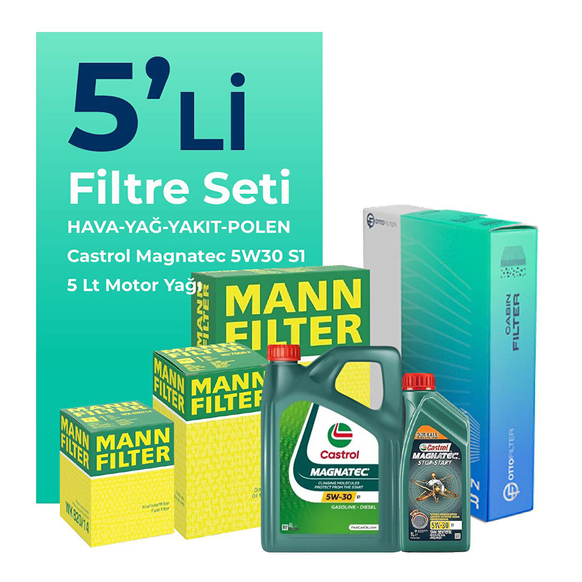 MANN Fiat Freemont 2.0 Dizel Filtre Bakım Seti Castrol Motor Yağlı (2011-2016) 5 Li