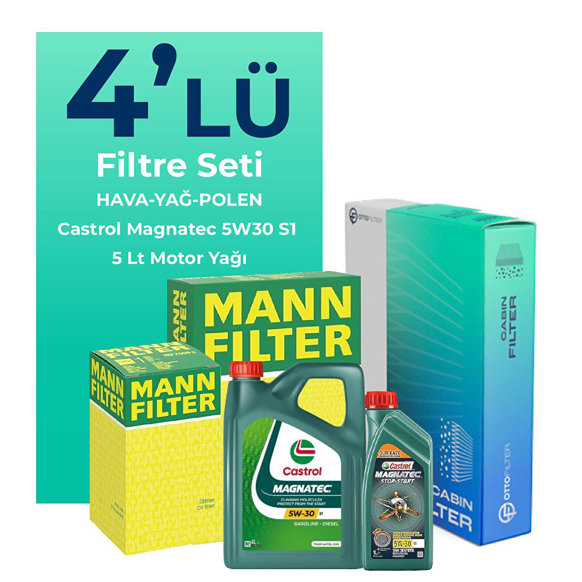 MANN Fiat Linea 1.6 Dizel Filtre Bakım Seti Castrol Motor Yağlı (2009-2017) 4 Lü