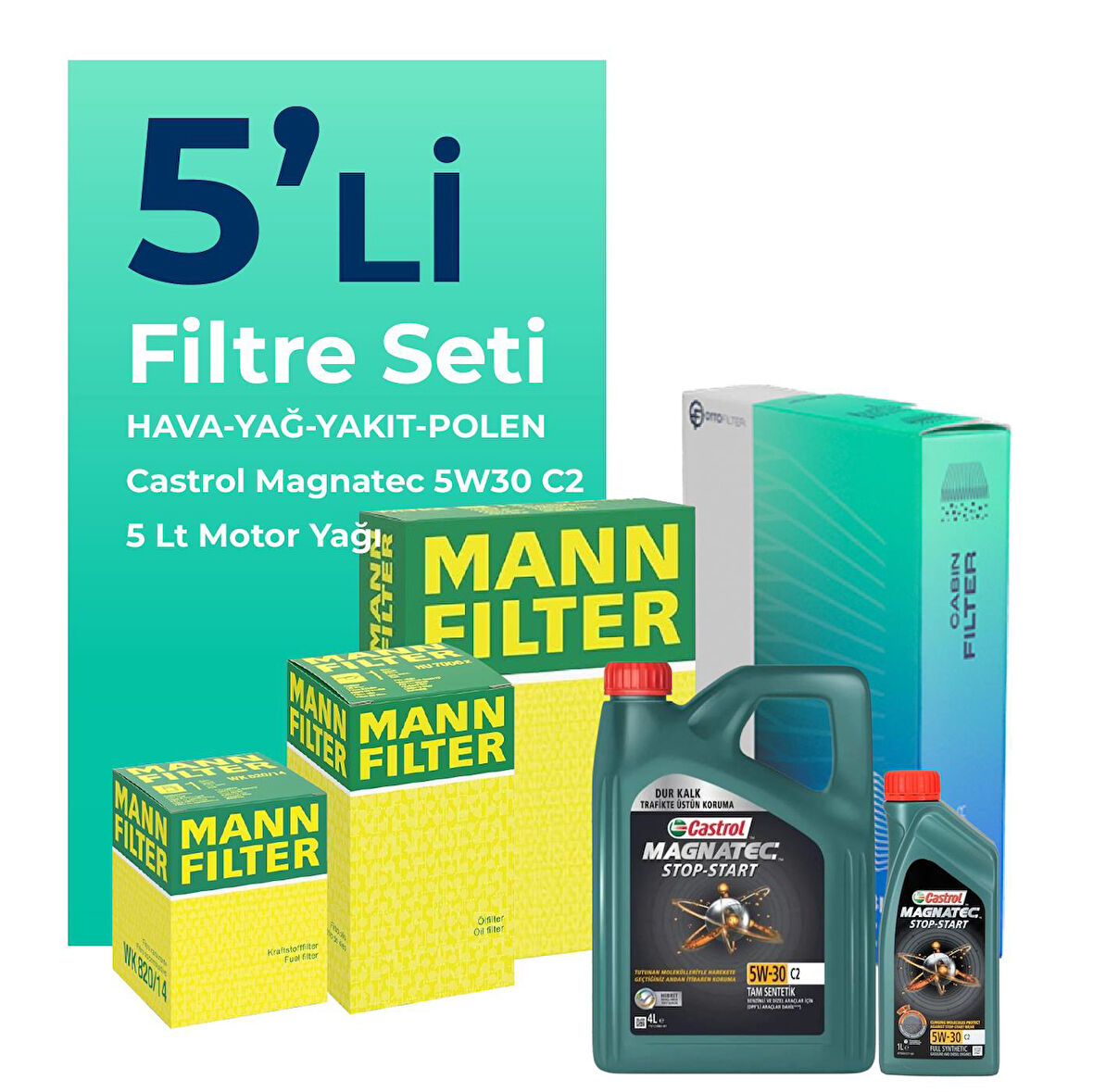 MANN Kia Ceed 1.6 Dizel Filtre Bakım Seti Castrol Motor Yağlı (2008-2012) 5 Li