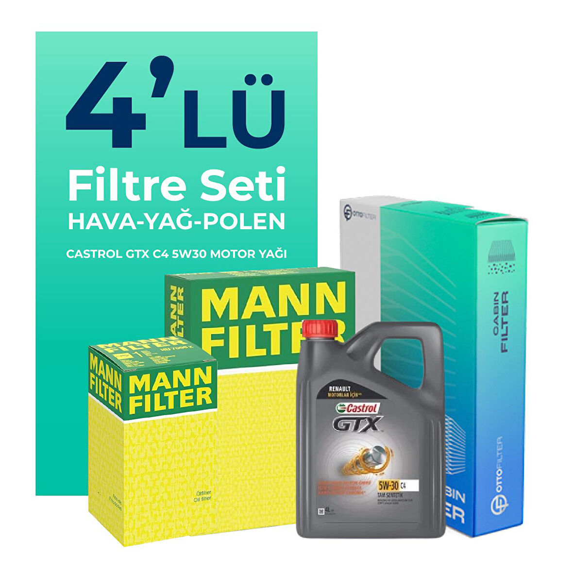 MANN Nissan Juke 1.5 Dizel Filtre Bakım Seti Castrol Motor Yağlı (2011-2014) 4 Lü