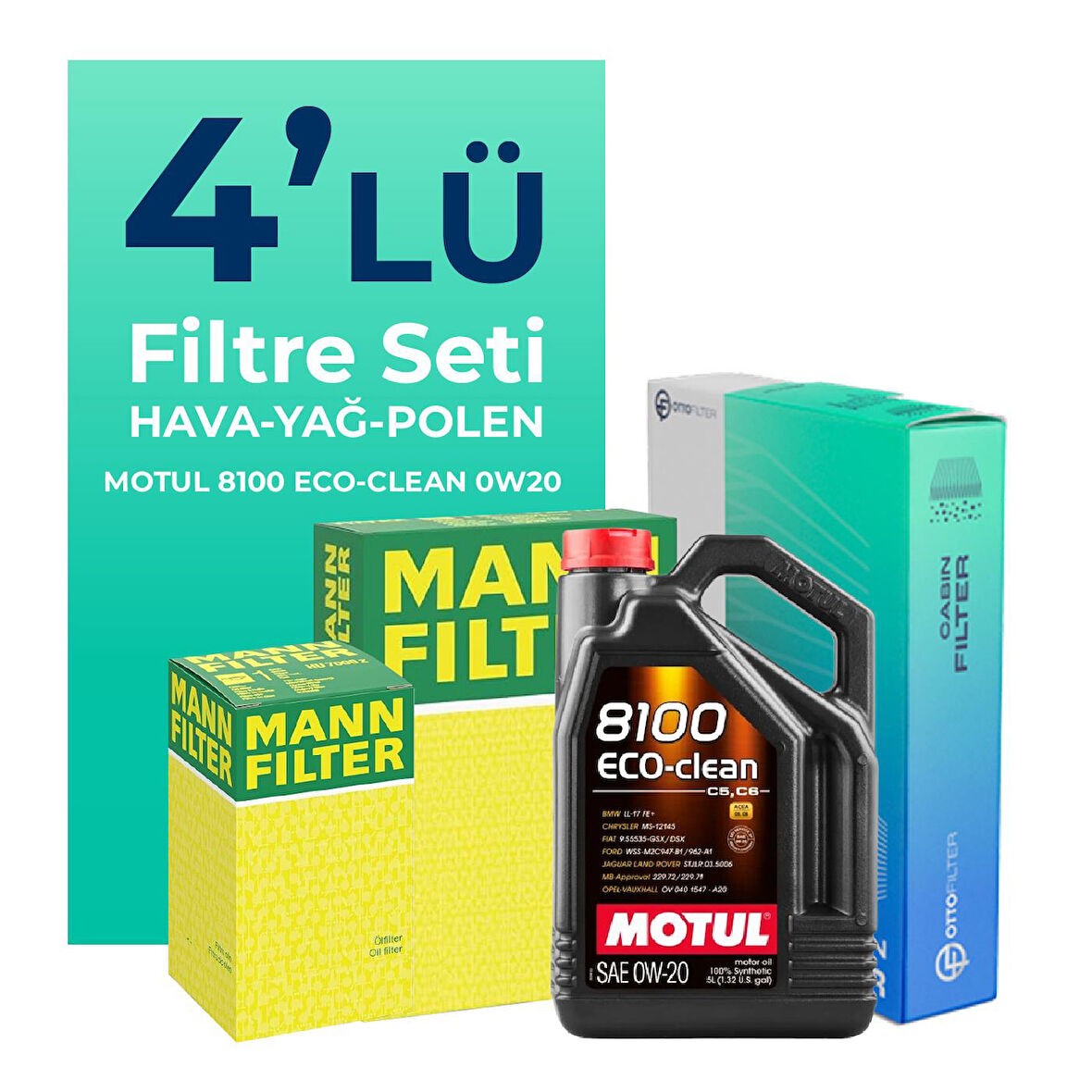 MANN Skoda Scala 1.5 TSi Filtre Bakım Seti Motul Motor Yağlı (2020-2024) 4 Lü