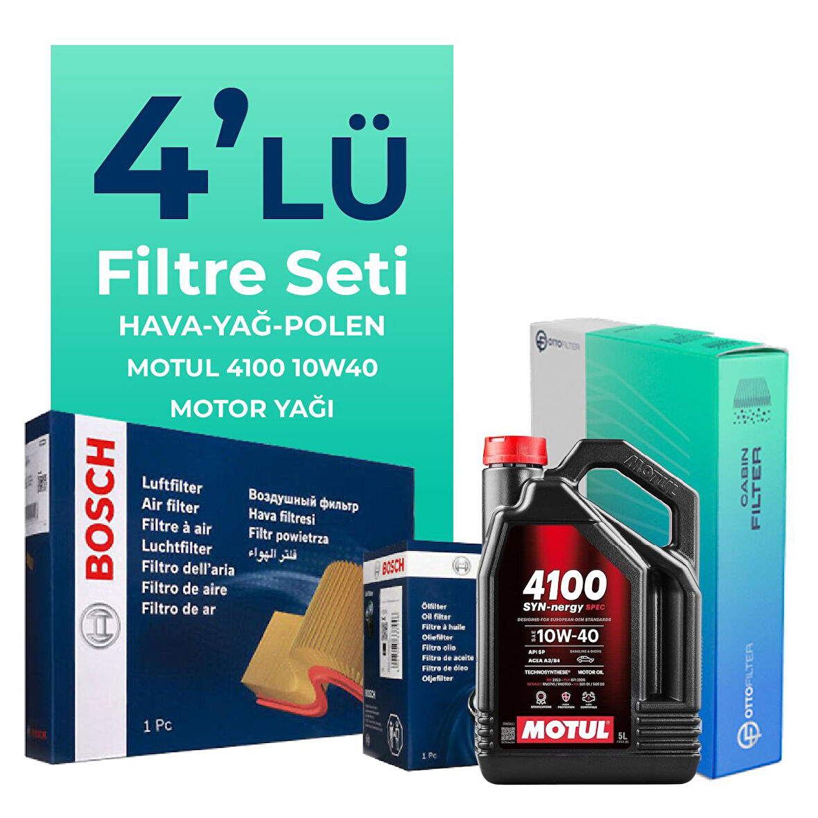 BOSCH Fiat Siena 1.4 Benzinli Filtre Bakım Seti Motul Motor Yağlı (1998-2012) 4 Lü