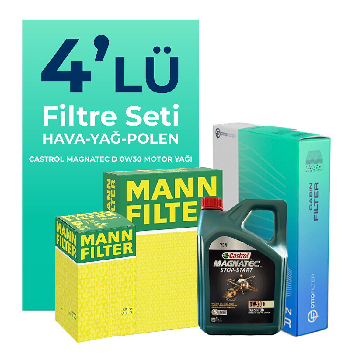 Mann Ford Ranger 2.0 EcoBlue Filtre Bakım Seti Castrol Motor Yağlı (2019-2022) 4 Lü