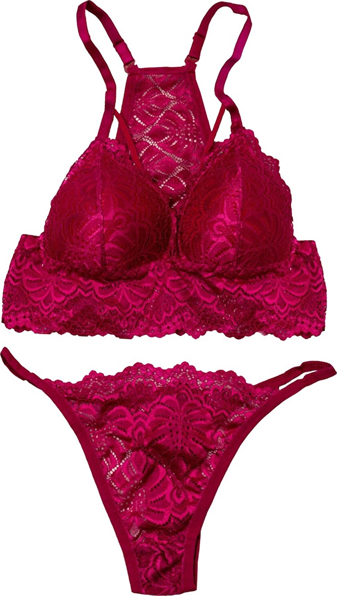 Kadın Sütyen Takımı Fuşya Desteksiz Bralette 