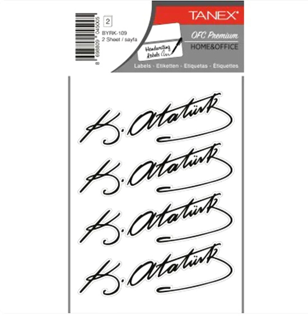 Tanex Atatürk İmza-1 Sticker 2 Sayfa Byrk-109 - 3 adet