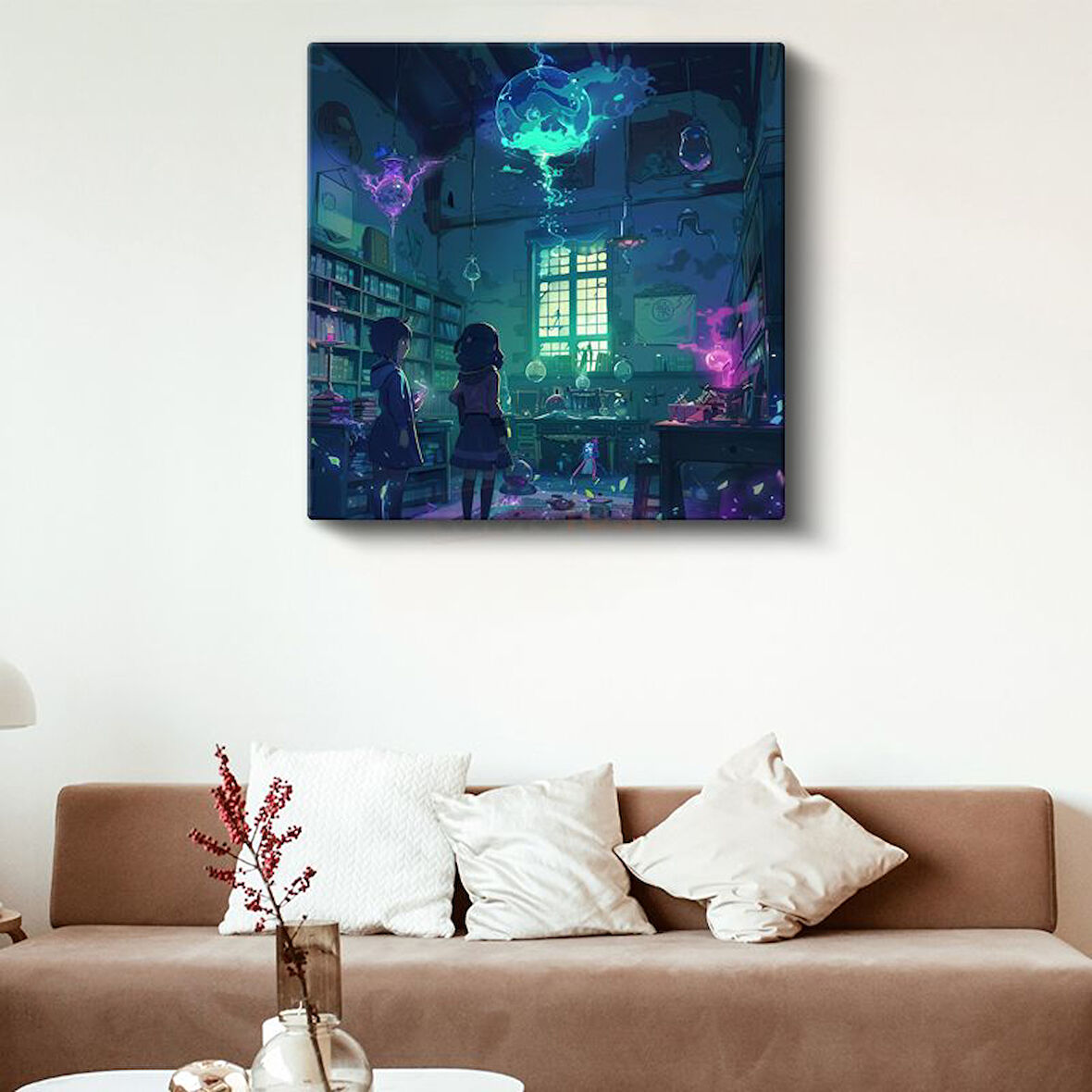 Büyü Laboratuvarı - Öğrenciler Anime Kanvas Tablo