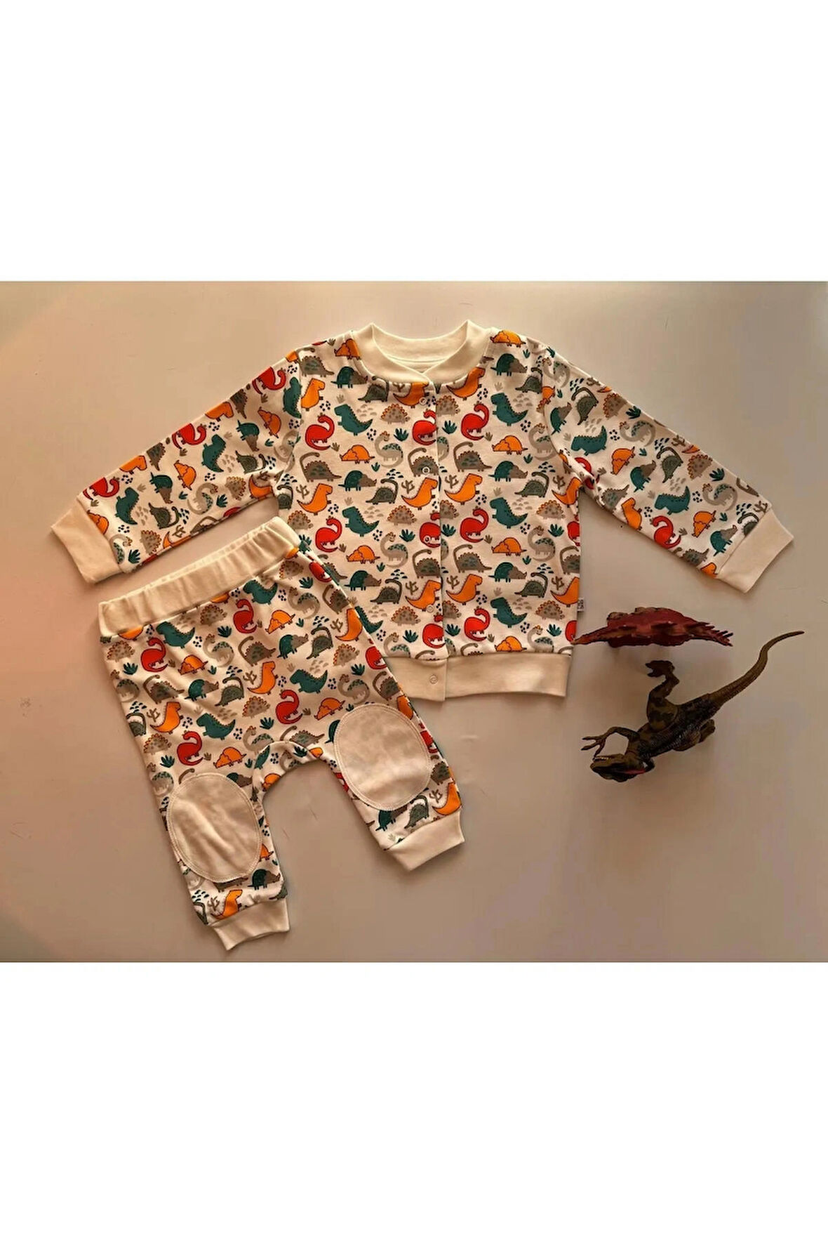 Erkek Bebek Takım, Çıtçıtlı Kolej Ceket, Patchli Pant. Set %100 Cotton, Oeko-tex Class 1 Ser.