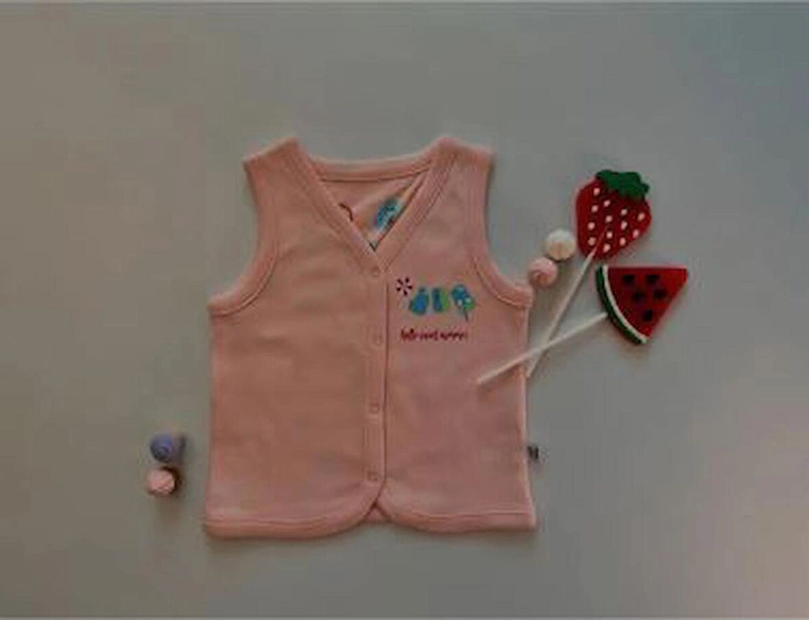 Kız Bebek Yelek, Çift Taraf Kullanımlı-doubleface 100%cotton Çıtçıtlı, Oeko-tex Class 1sertifikalı