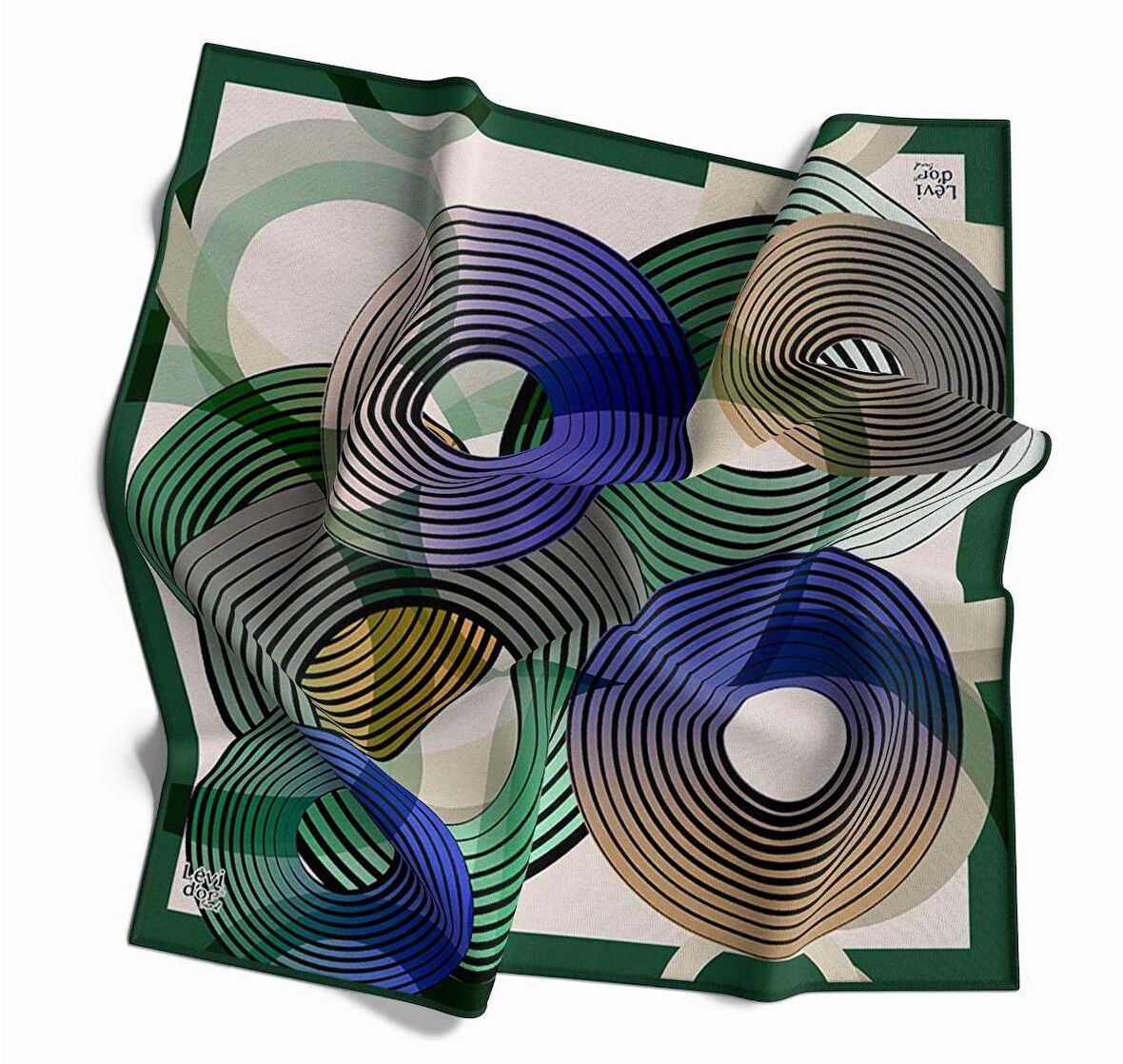 Levidor Trend Yeşil Yuvarlak  Desenli Kadın Eşarp