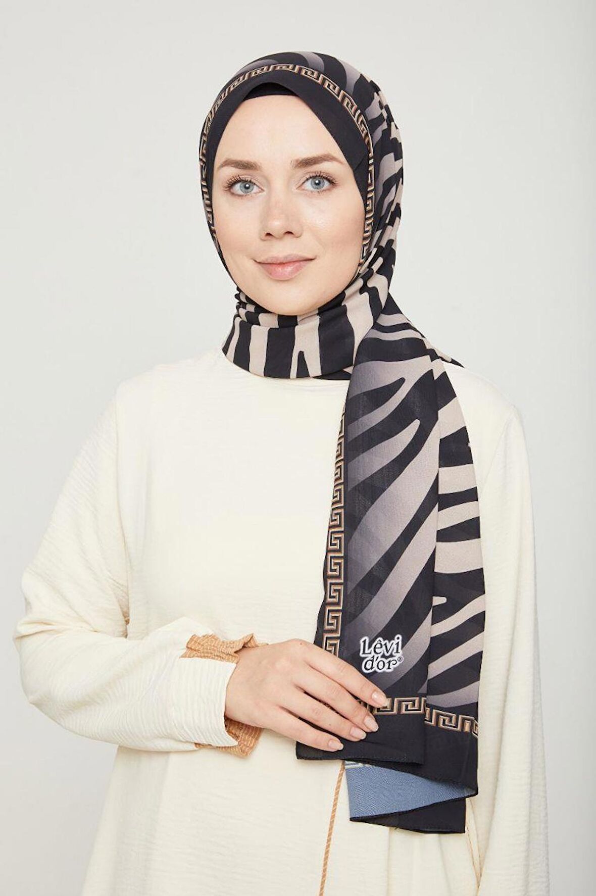 Levidor Siyah, Zebra Desenli Platinium Şal