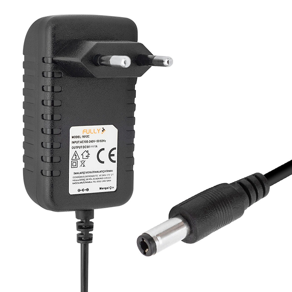 Fully O-1612C 9 Volt 1 Amper Priz Tipi Adaptör 5.5 X 2.5 Uç 