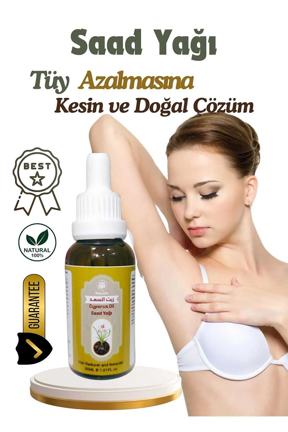 Tüy Azaltıcı Ve Tüy Önleme Saad Yağı Cyperus Oil Soğuk Sıkım Cold Press 30 ml