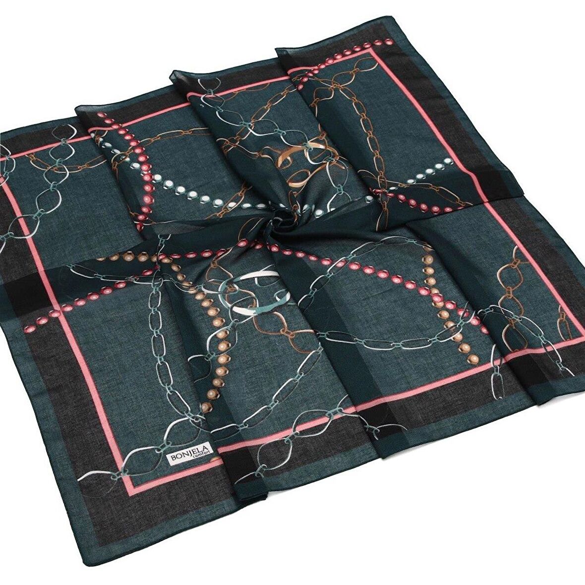 Alcanavm Bonjela Zincir Desenli Comfort Soft Eşarp