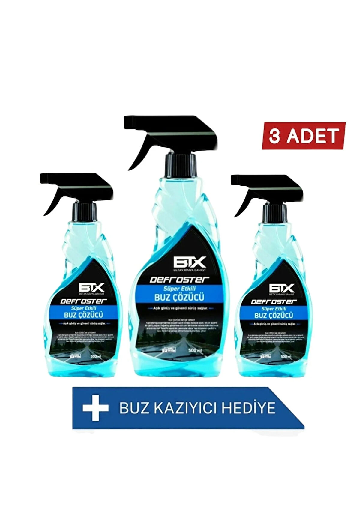 Buz Çözücü Sprey 500 ml 3 Adet Buz Kazıyıcı Hediyeli