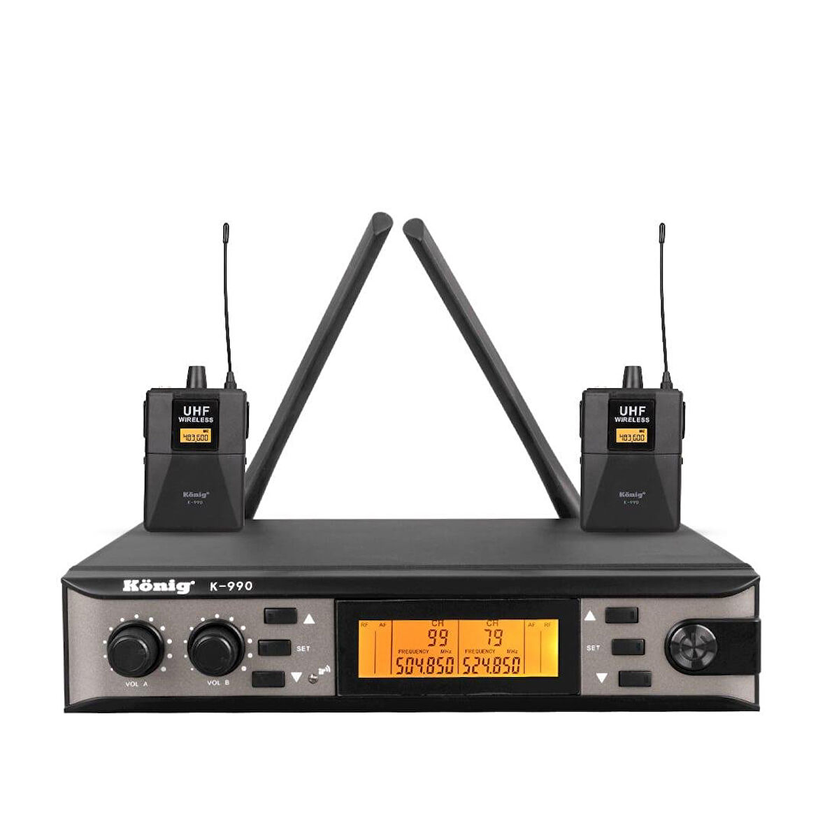 König K-990 Y-Y Çift Kanal UHF Telsiz Yaka Mikrofon Kablosuz Mikrofon