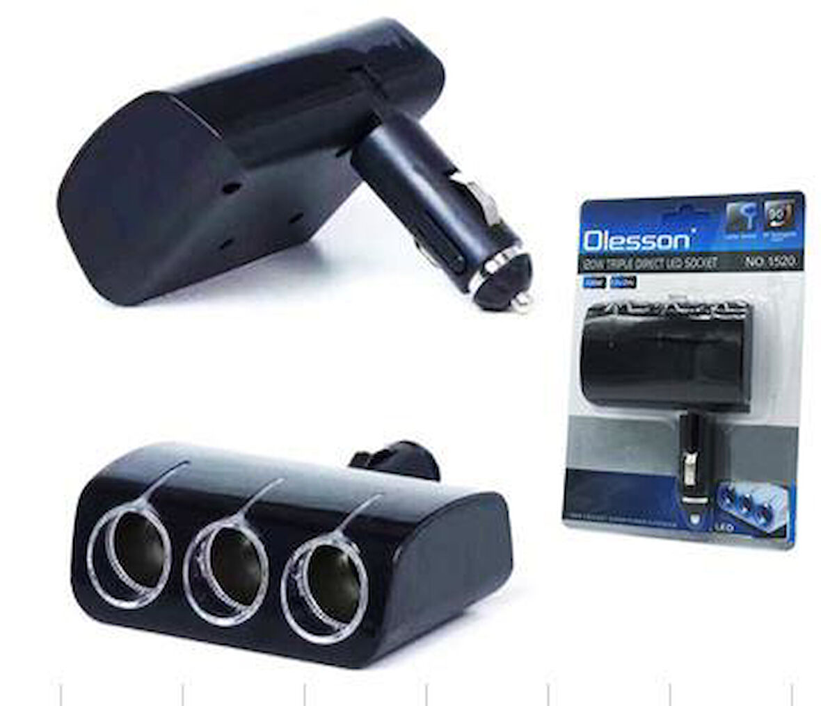 Ayt Olesson 1520 12-24V 3Lü 120W Araç Oto Tır Çakmak Çoklayıcı Çakmaklık Çoğaltıcı