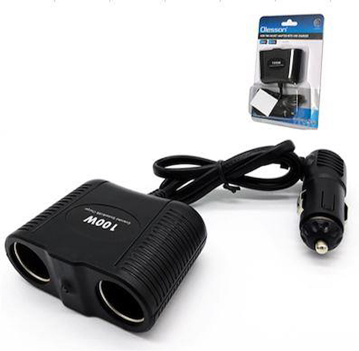 Ayt Olesson 1642 12-24V Çiftli 100W 70Cm Kablolu Araç Oto Tır Çakmak Çoklayıcı Çakmaklık Çoğaltıcı