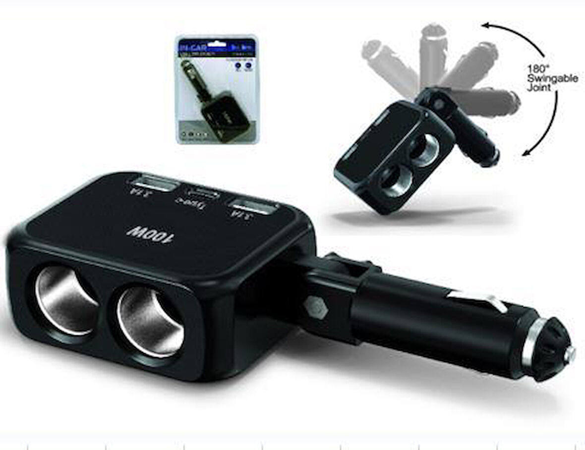 Ayt Olesson 1655 12-24V Çiftli Type-C Çift Usbli 100W Araç Oto Tır Çakmak Çoklayıcı Çakmaklık Çoğaltıcı