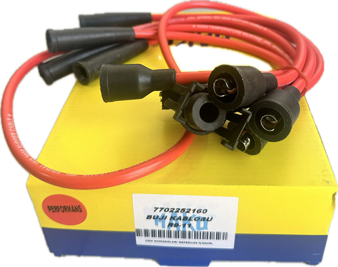 MAKQ Renault 9 R9 R11 R19 R21 Kırmızı Performans Buji Kablosu Takımı