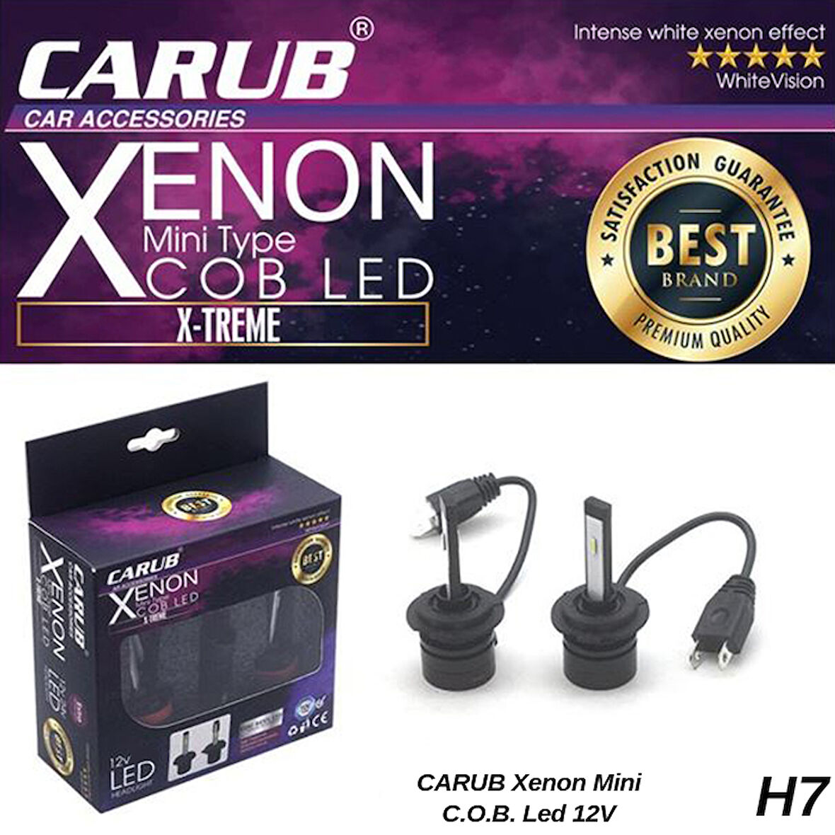 Carub X-treme Mini Xenon 12v H7 Led Far C.o.b Ledli