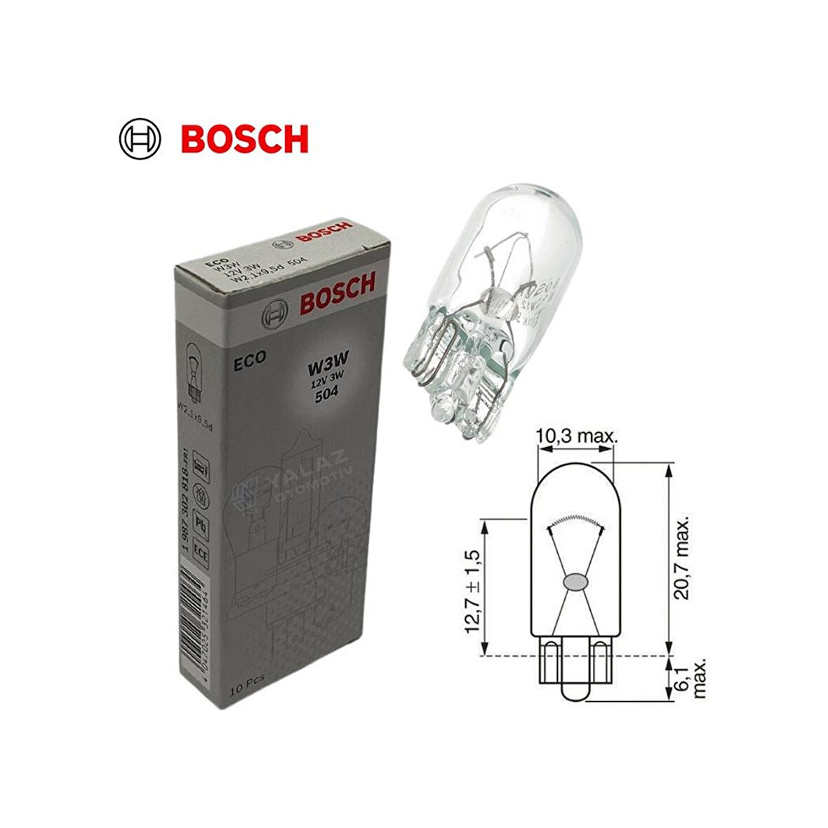 Bosch 12v Dipsiz Ampul T10 3w 10 Adet