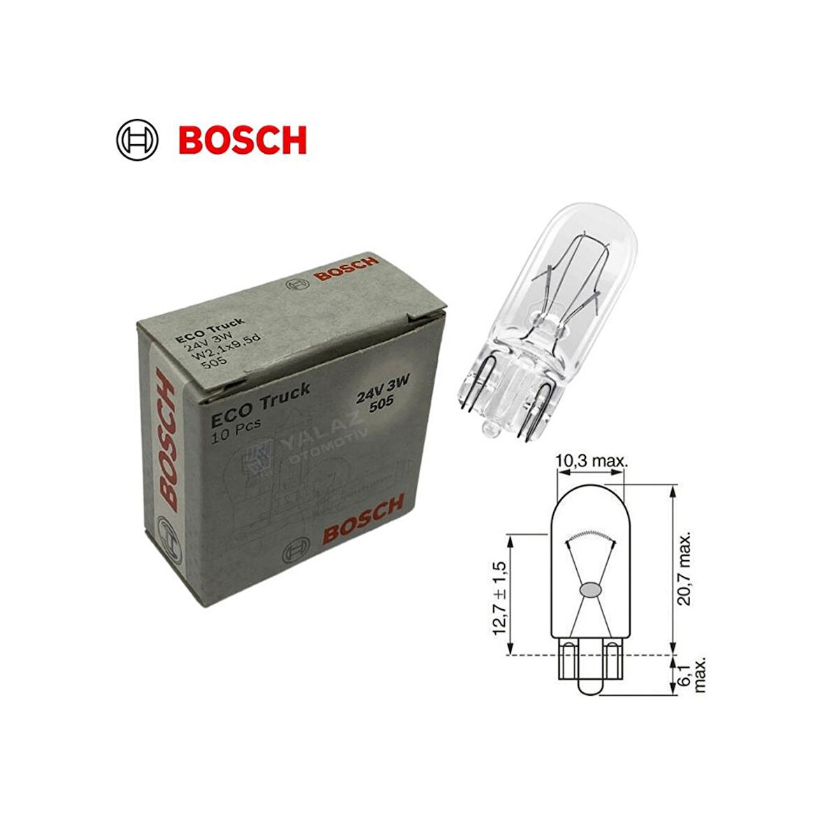 Bosch 24v Dipsiz Ampul T10 3w 10 Adet
