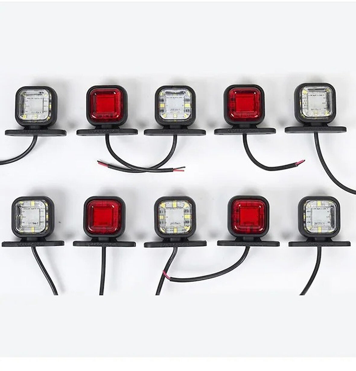 Mini Led Kare Boynuz Takoz Lamba 16 Led Beyaz - Kırmızı 24 V - 10 Adet