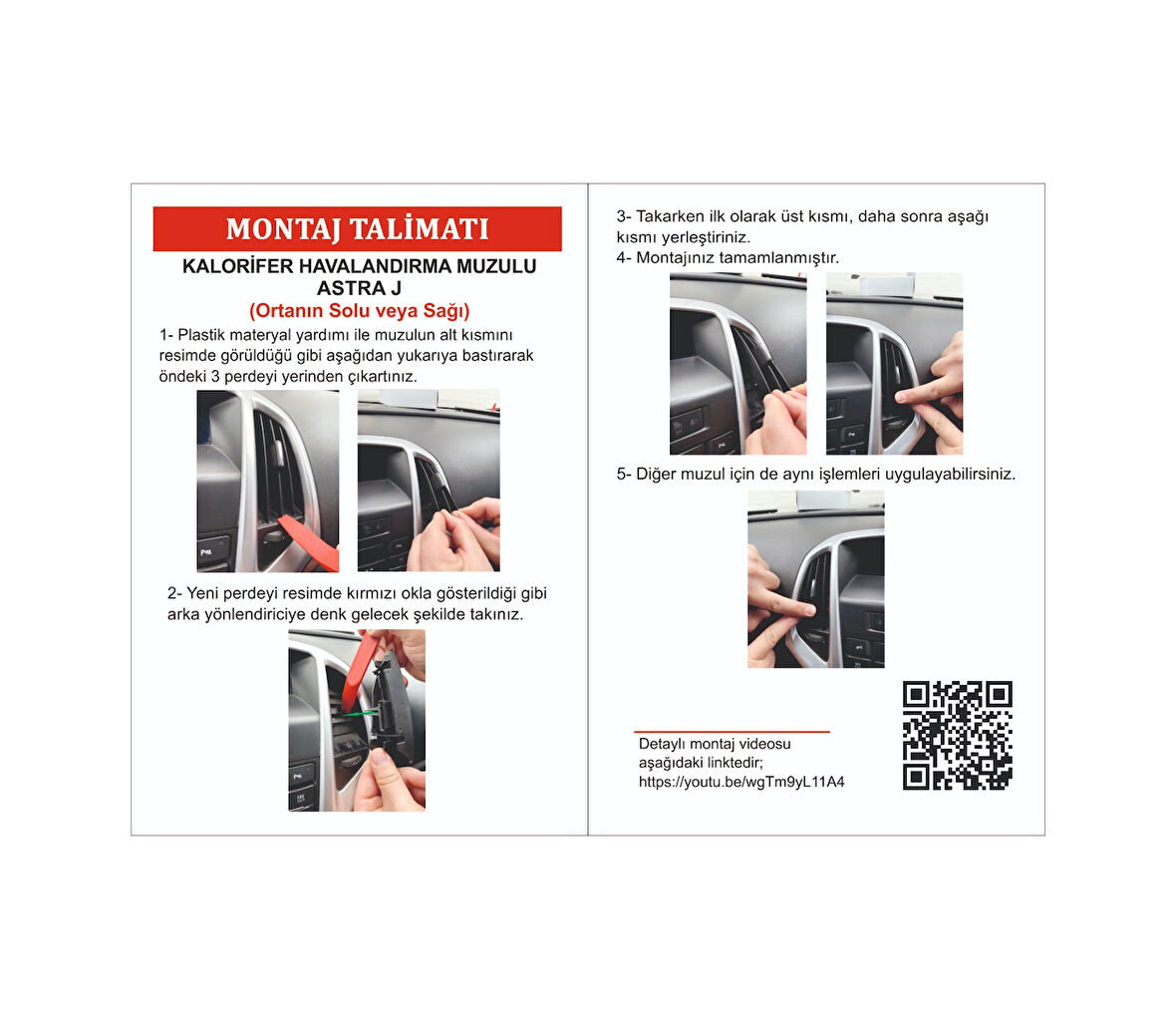 Opel Astra J Kalorifer Havalandırma  Izgara Perdesi Ortanın Sağı