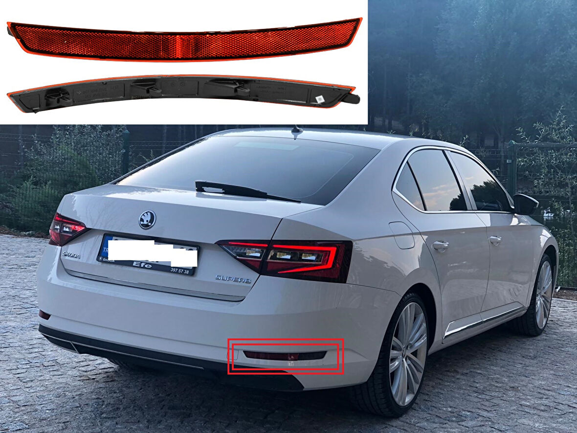 Skoda Süperb Arka Tampon Reflektörü Sağ Yolcu Tarafı