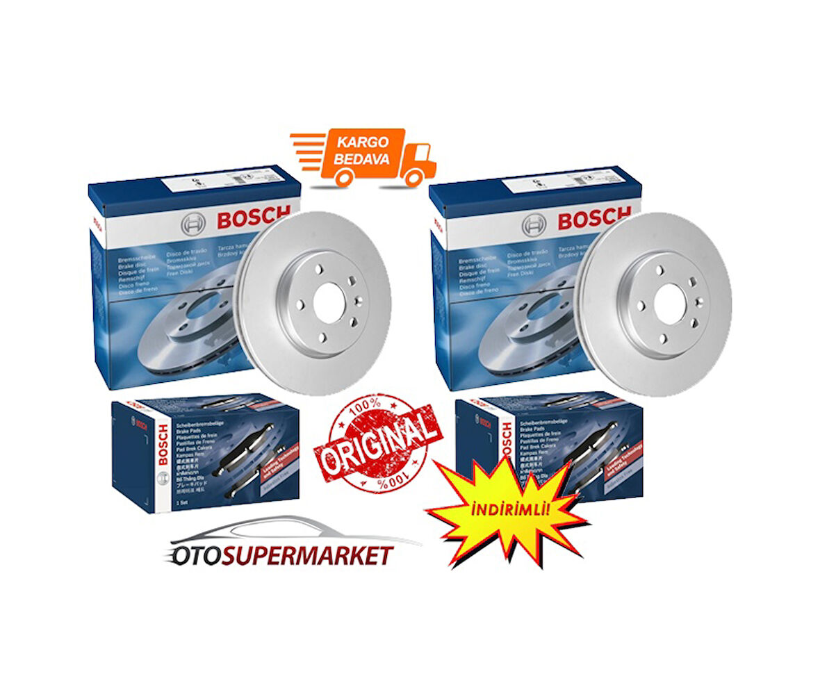 Toyota Corolla Uyumlu/Auris Ön Arka Fren Disk Balata Set 2013-2018 Bosch