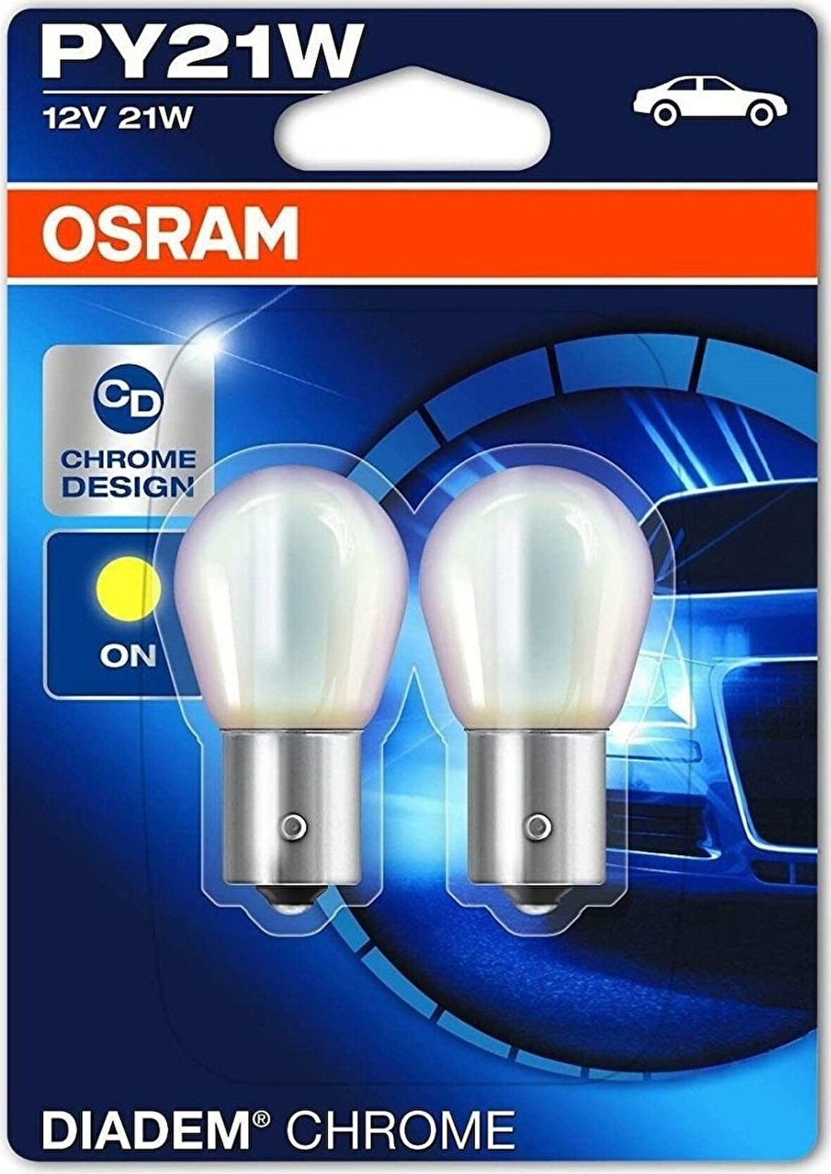 Osram Py21W Krom Sinyal Ampulü Diadem Chrome 2'Li Takım 12V 21W T