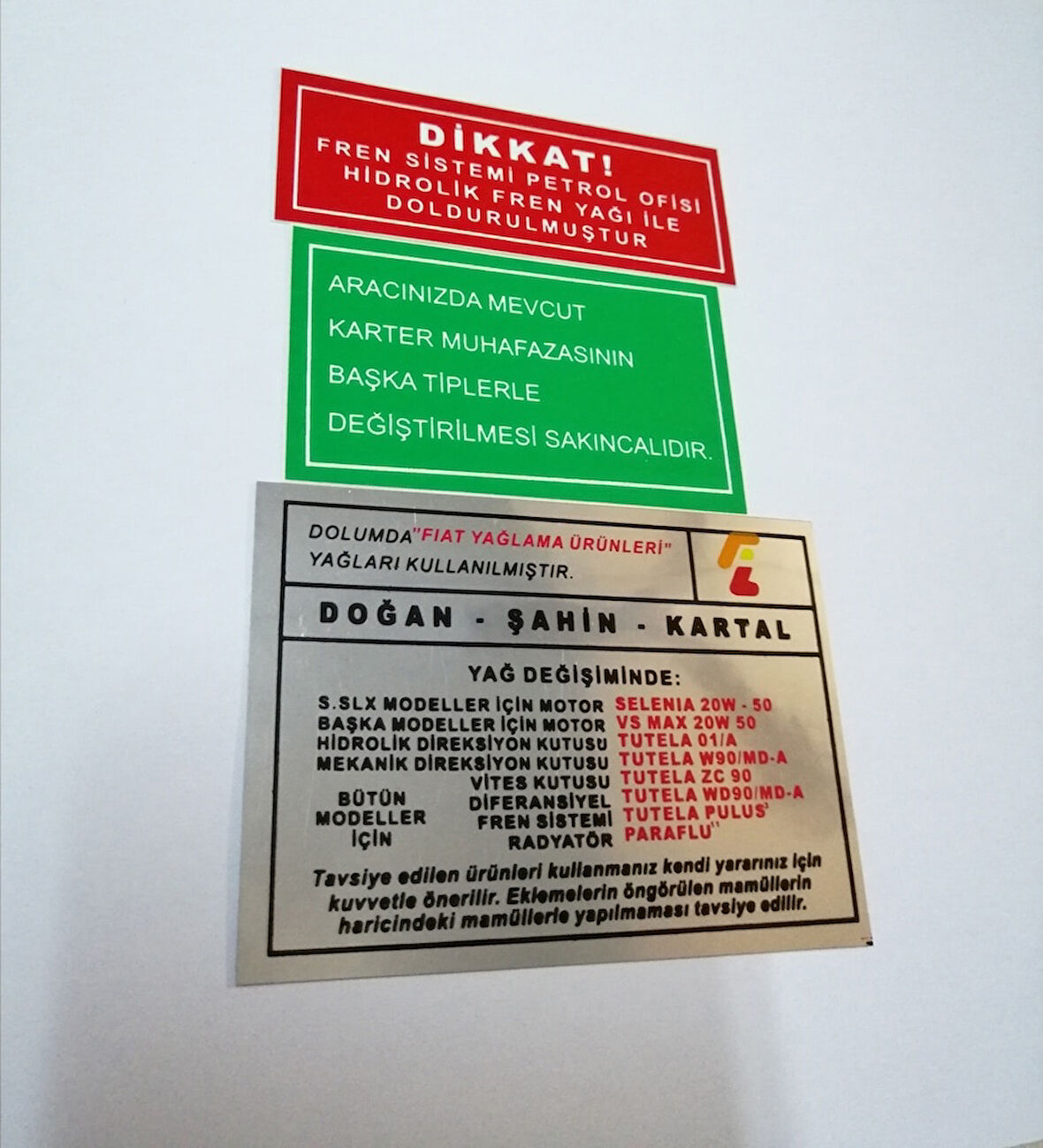 Tofaş Motor Etiket Takımı Doğan Kartal Şahın M131 Panel Sticker