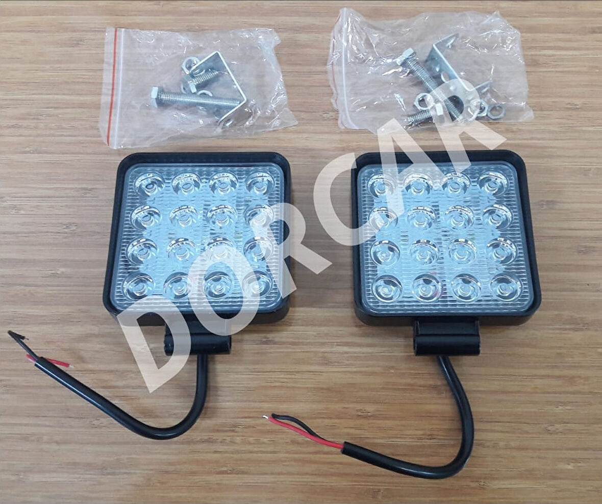 2 Adet Off Road Sis Farı 16 Led Kare Çalışma Lambası